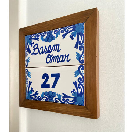 Blue Blanc House Sign Wooden Frame - Medium - House Sign - Door Number