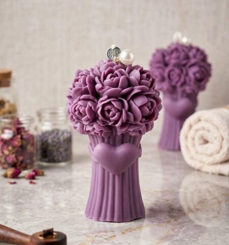 Large Purple Flower bouquet Candle