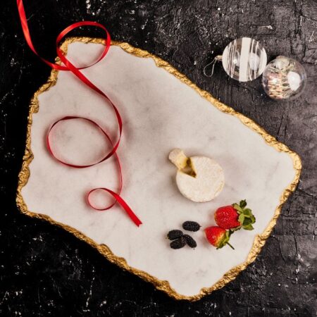 White Platter With Gold