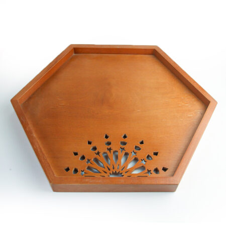 Hexagonal Tray With Chestnut Paint Star