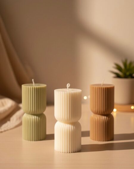 Ribbed Hourglass Candle Set