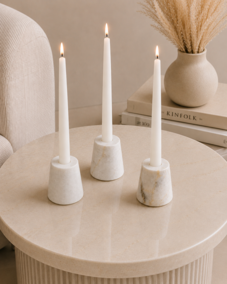 Set of 3 Candle Holders - Marble