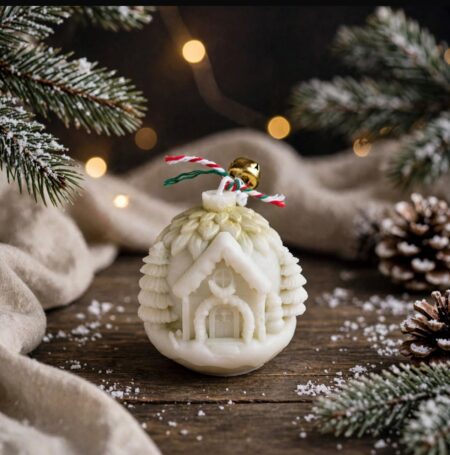 Snowy Cottage Bauble Candle